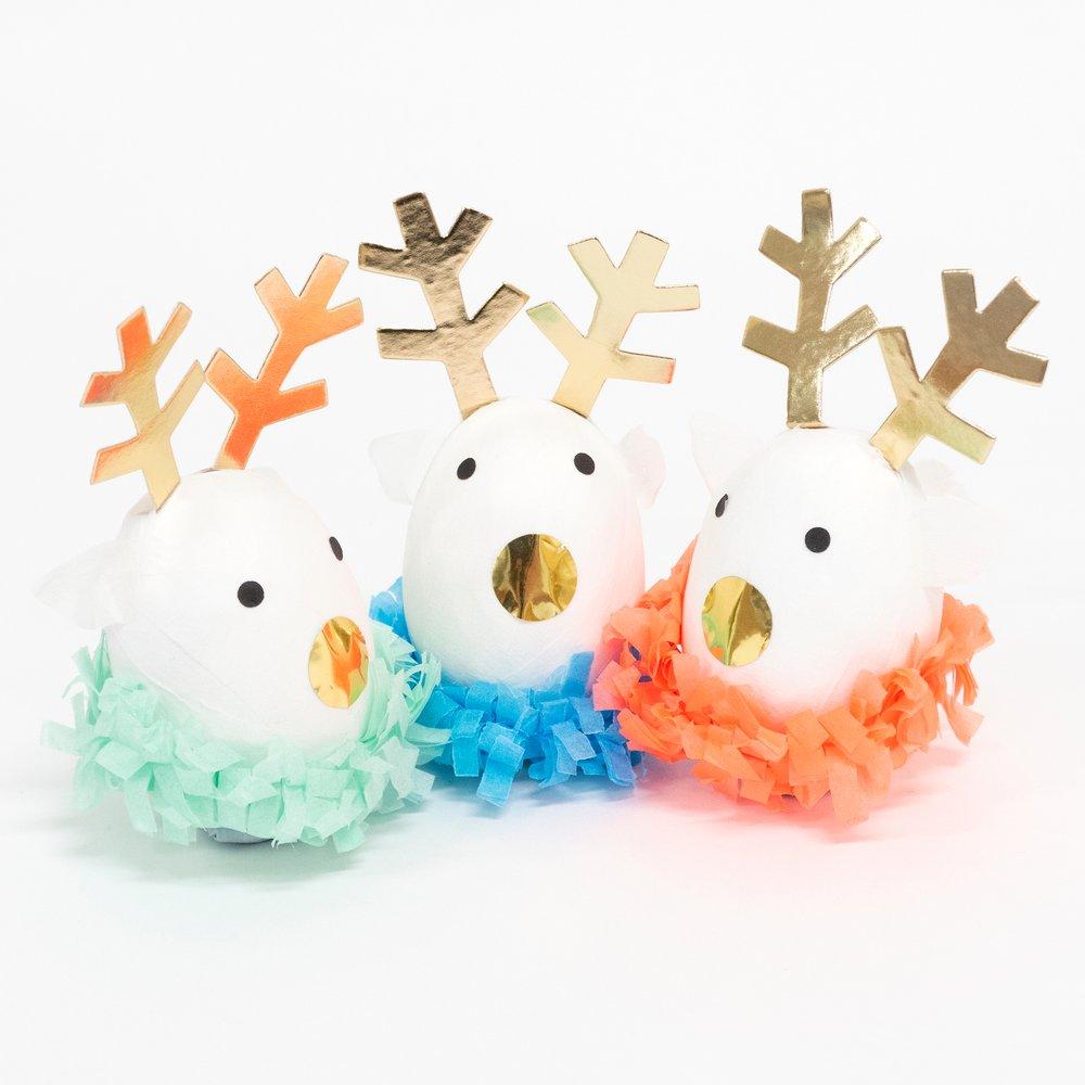 Festive Reindeer Surprise Balls (set of 3)