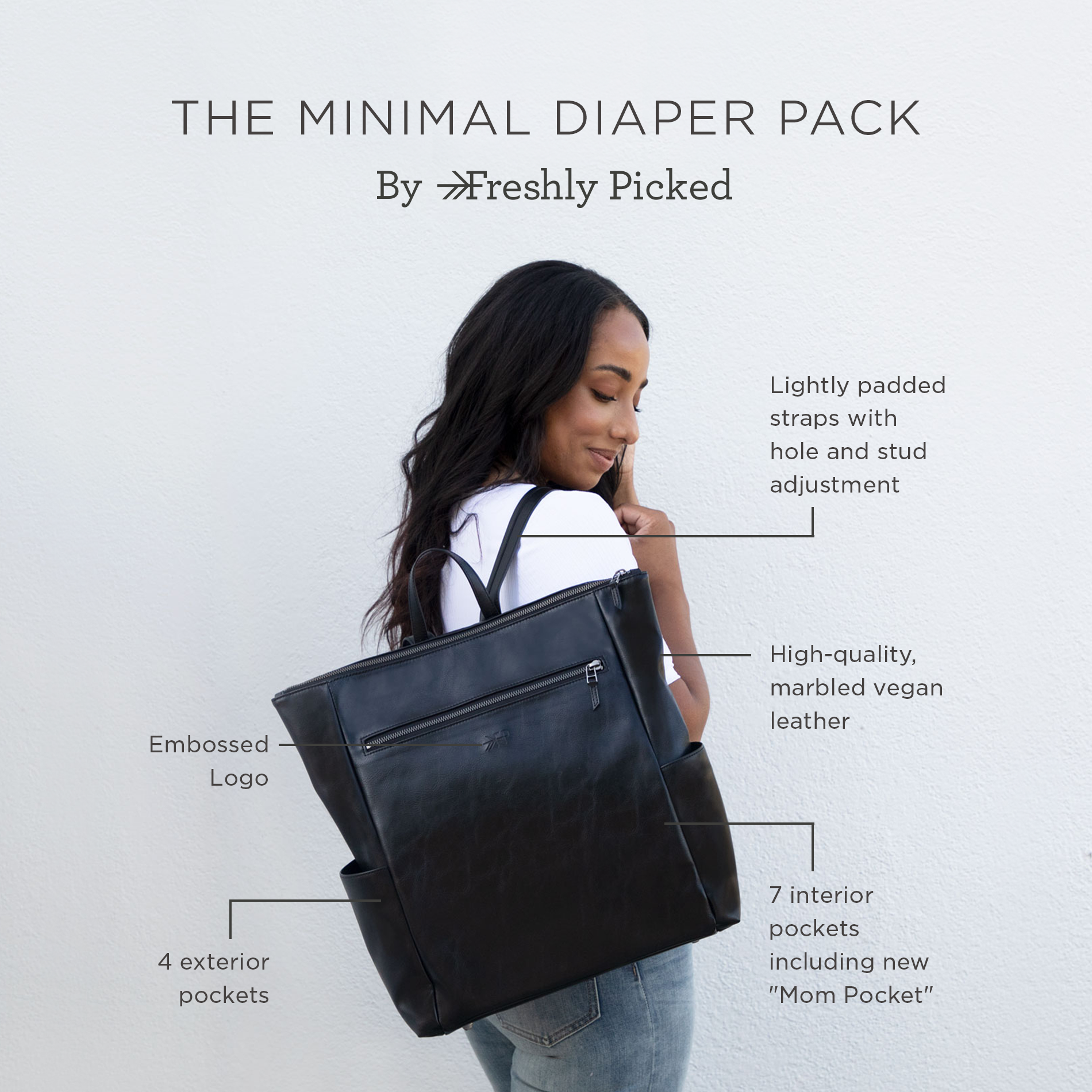 Amber Minimal Diaper Bag  Stylish Brown Diaper Bag Backpack – Freshly  Picked