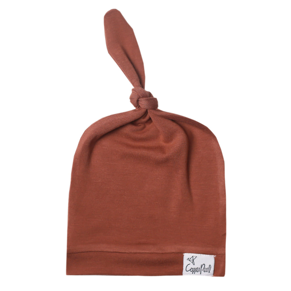 Copper Pearl Newborn Top Knot Hat - Moab