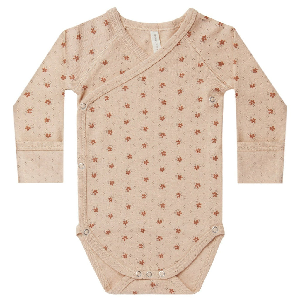 Quincy Mae Pointelle Side Snap Bodysuit - Blush Ditsy