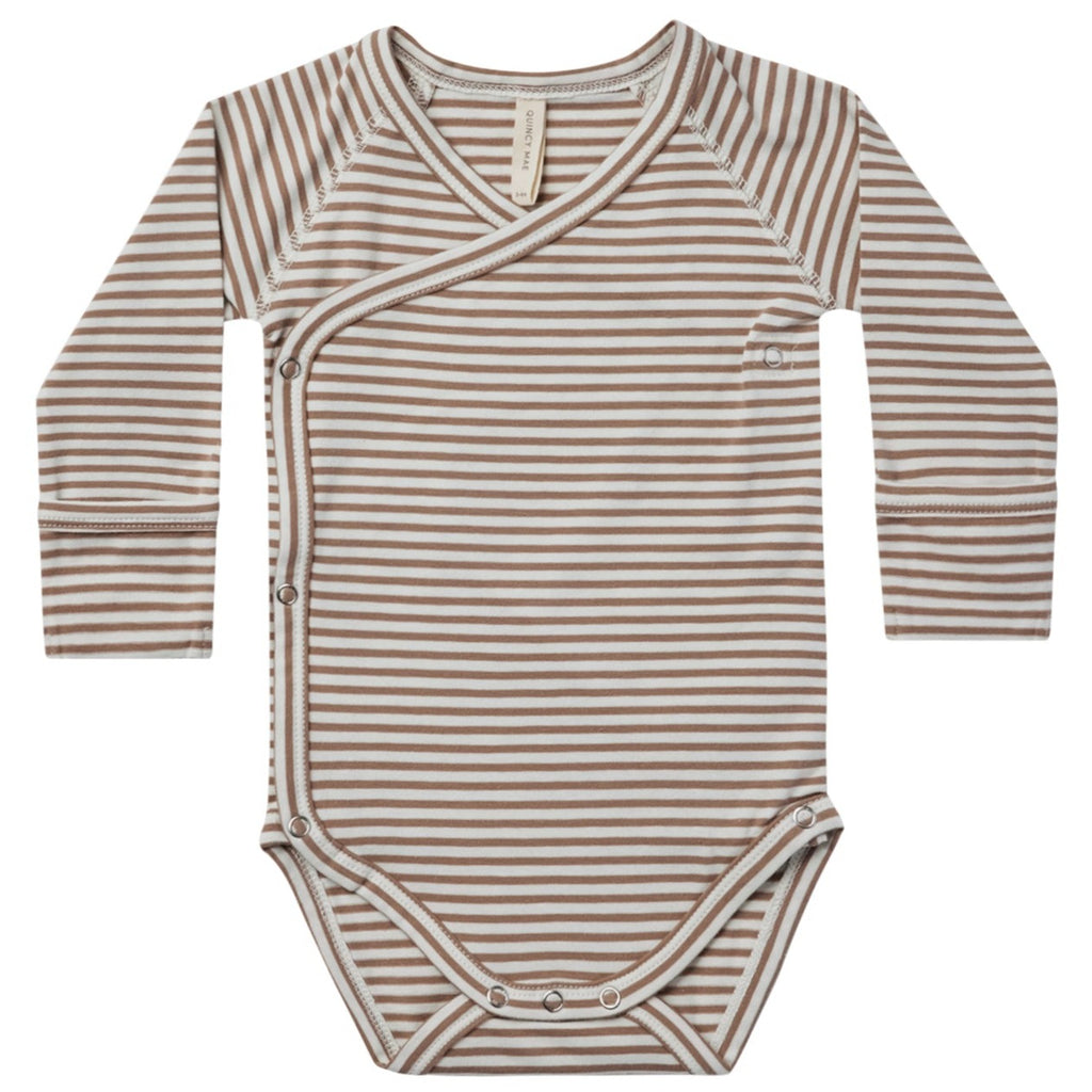 Quincy Mae Side Snap Bodysuit - Cocoa Stripe