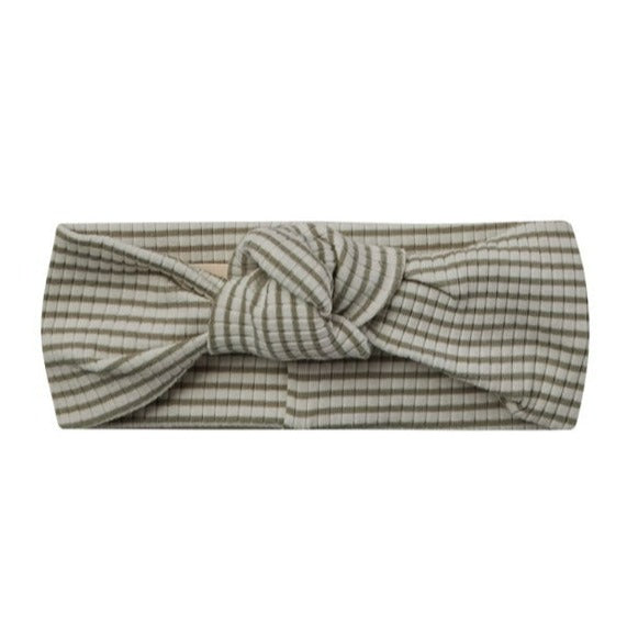 Quincy Mae Ribbed Knotted Headband - Fern Stripe