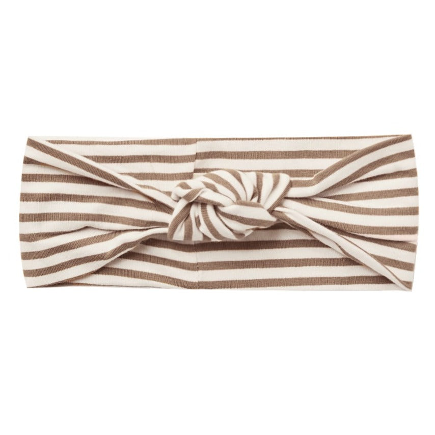 Quincy Mae Knotted Headband - Cocoa Stripe