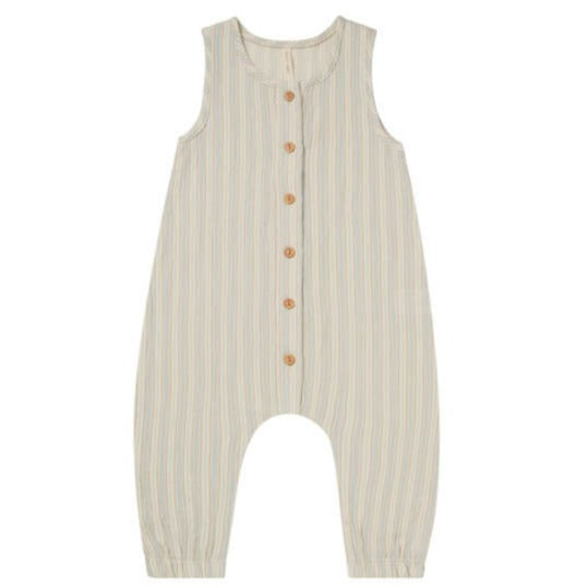 Quincy Mae Woven Button Jumpsuit - Sky Stripe