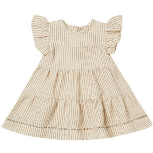 Quincy Mae Short Sleeve Belle Dress - Ocre Stripe