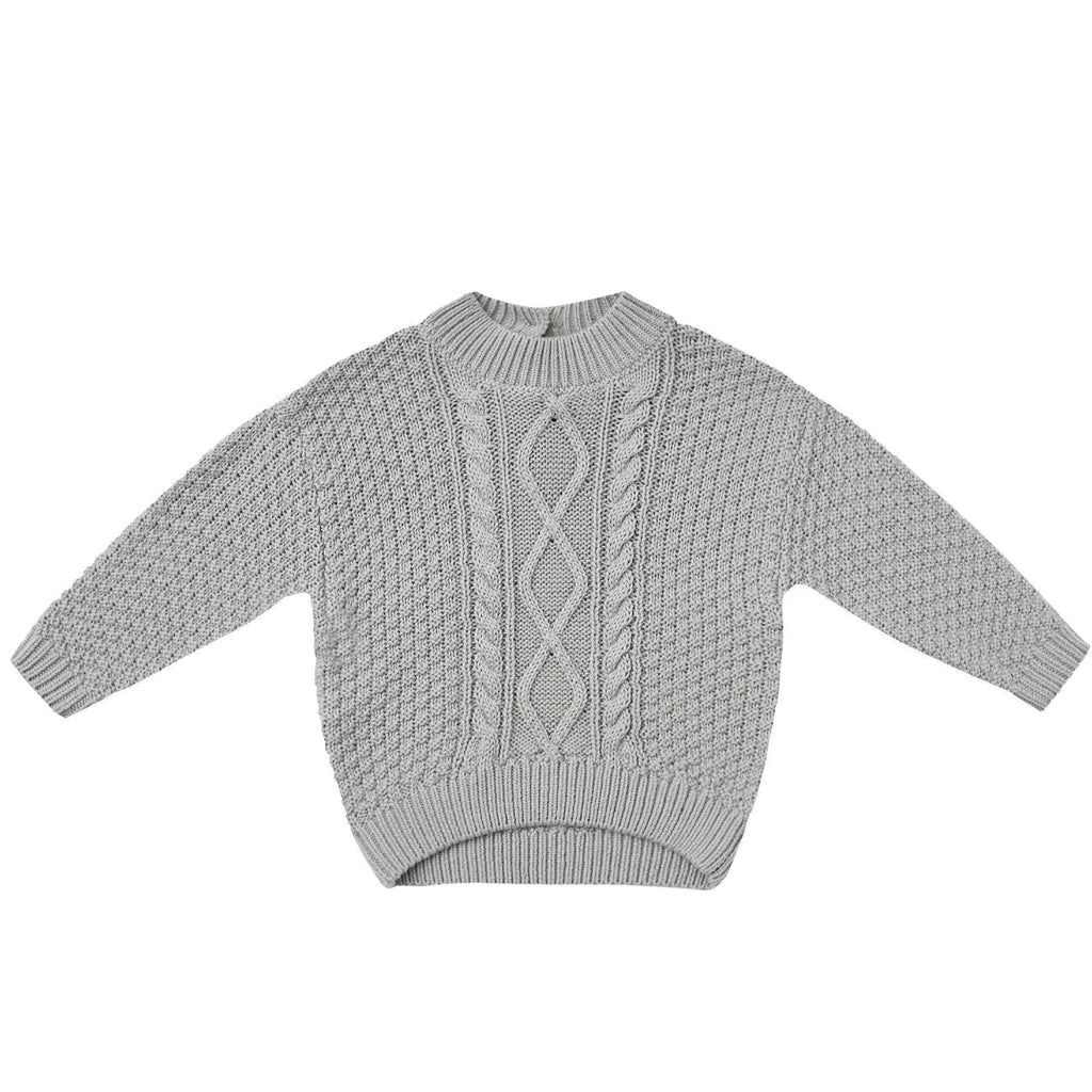 Quincy Mae Cable Knit Sweater - Dusty Blue