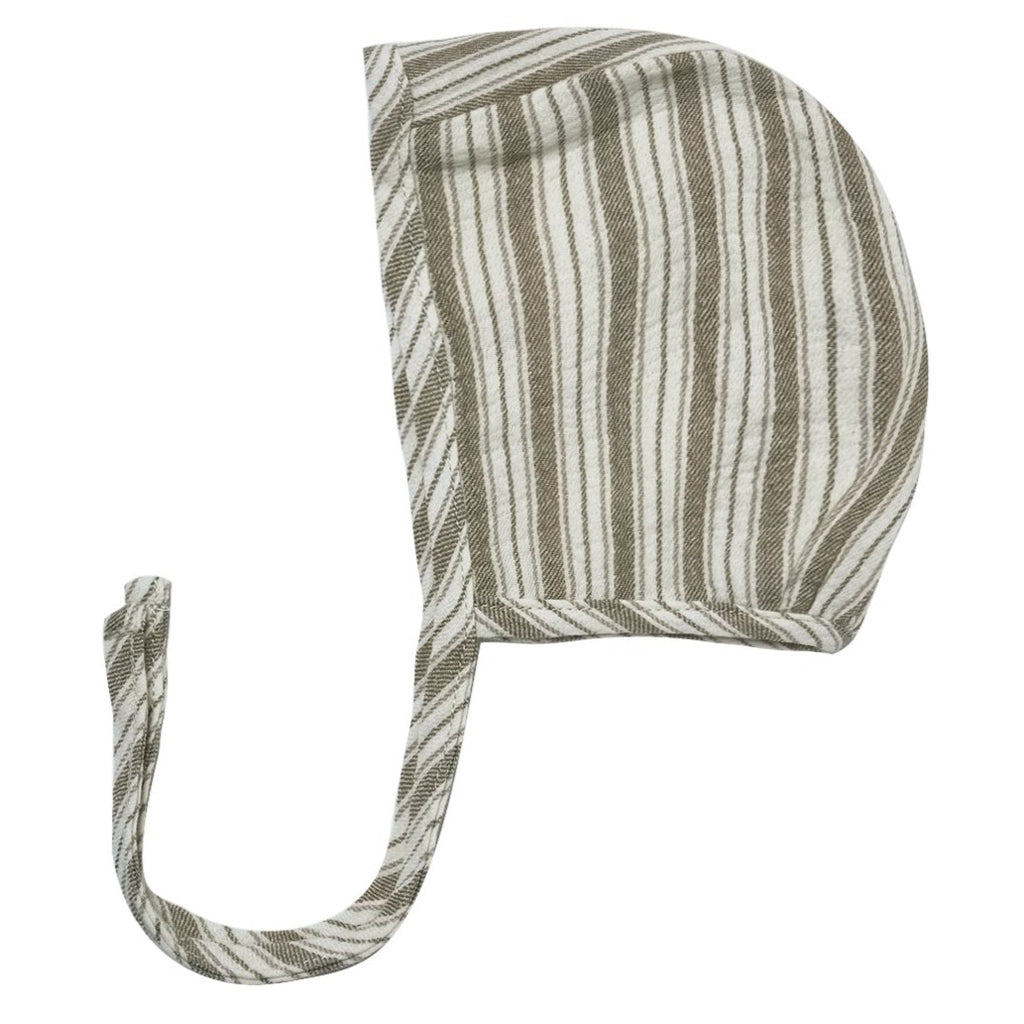 Quincy Mae Woven Baby Bonnet - Fern Stripe