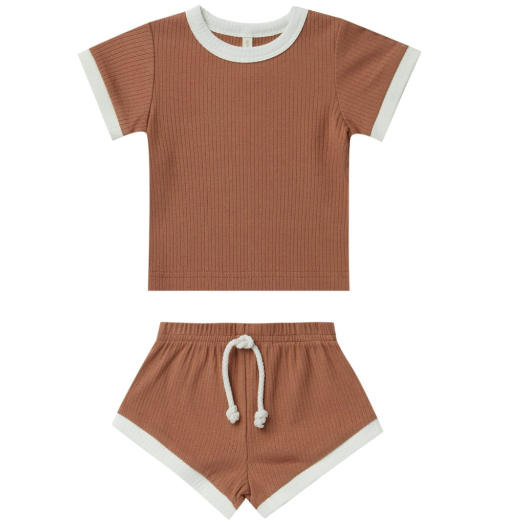 Quincy Mae Ribbed Shortie Set - Amber