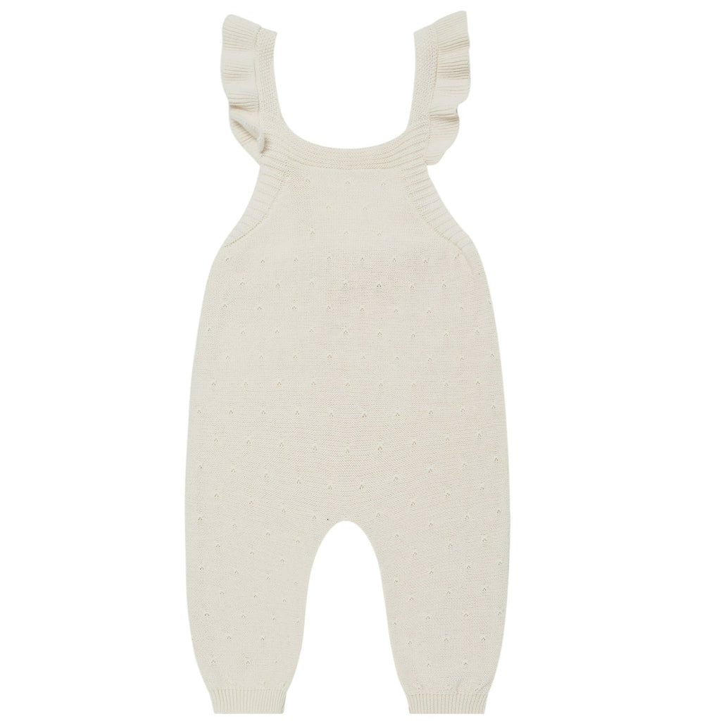 Quincy Mae Pointelle Knit Overalls - Ivory
