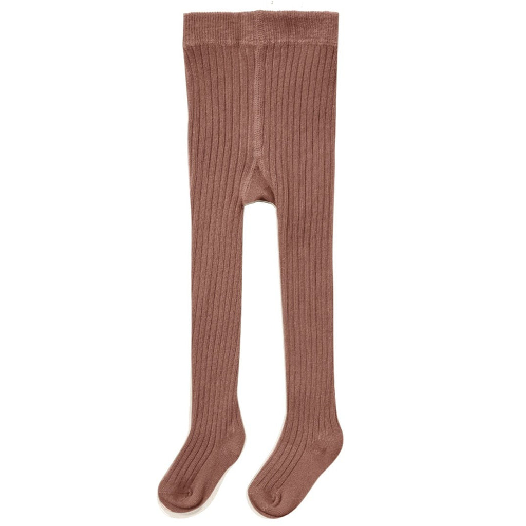 Quincy Mae Solid Ribbed Tights - Pecan