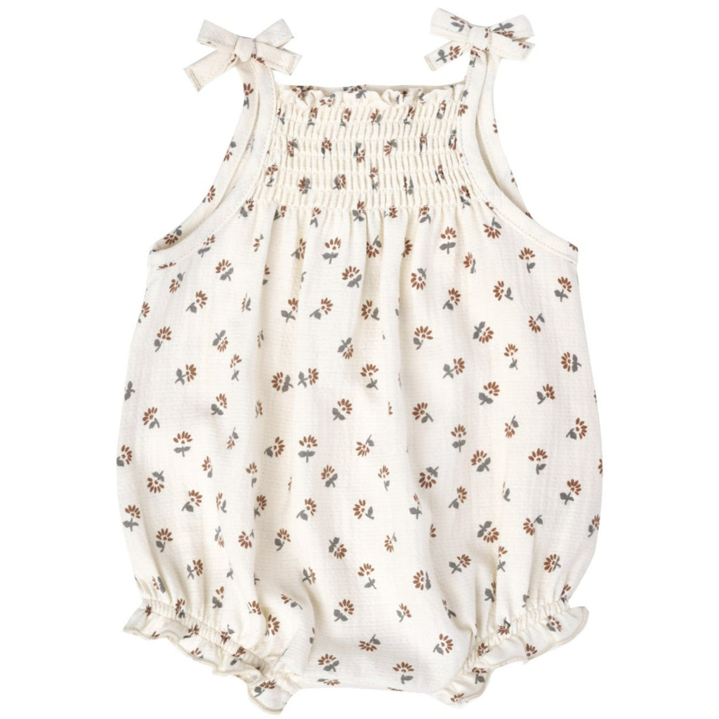 Quincy Mae Smocked Woven Romper - Daisy
