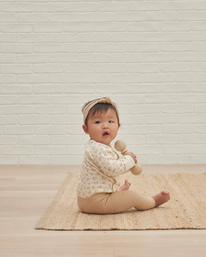 Quincy Mae Pointelle Side Snap Bodysuit - Blush Floral