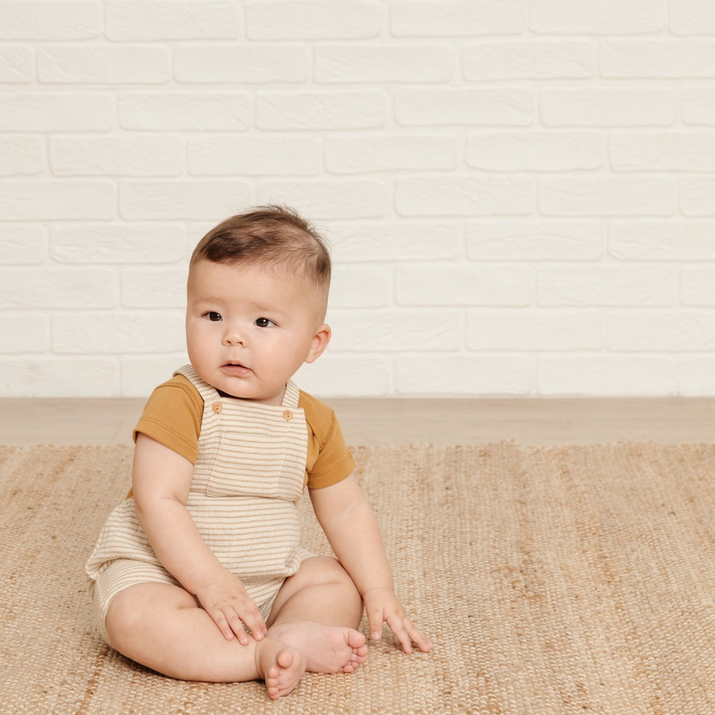 Quincy Mae Hayes Overalls - Ocre Stripe