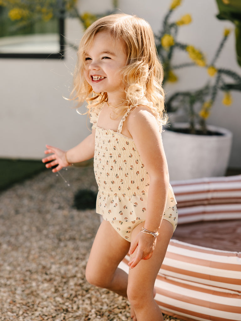 Quincy Mae One Smocked Piece Swimsuit - Daisy