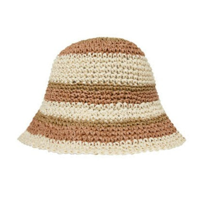 Rylee + Cru Raffia Bucket Hat - Redwood Stripe