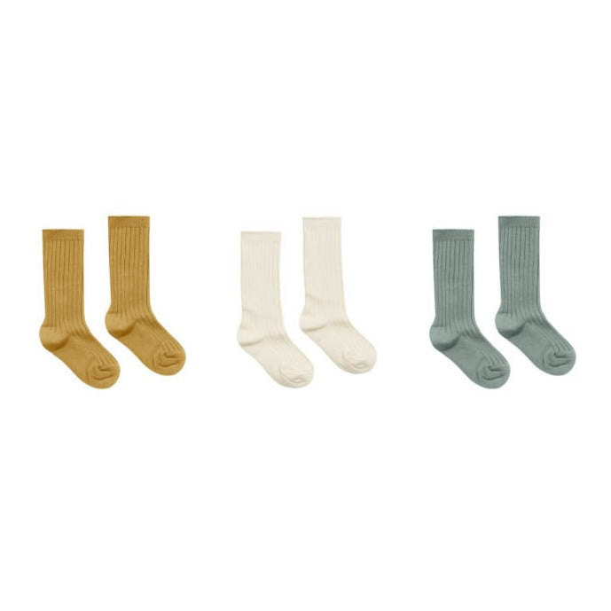 Rylee + Cru Knee Sock Set - Gold, Ivory, Aqua