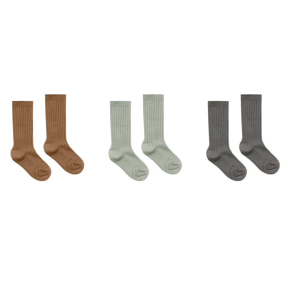 Rylee + Cru Knee Sock Set - Rust, Agave, Charcoal