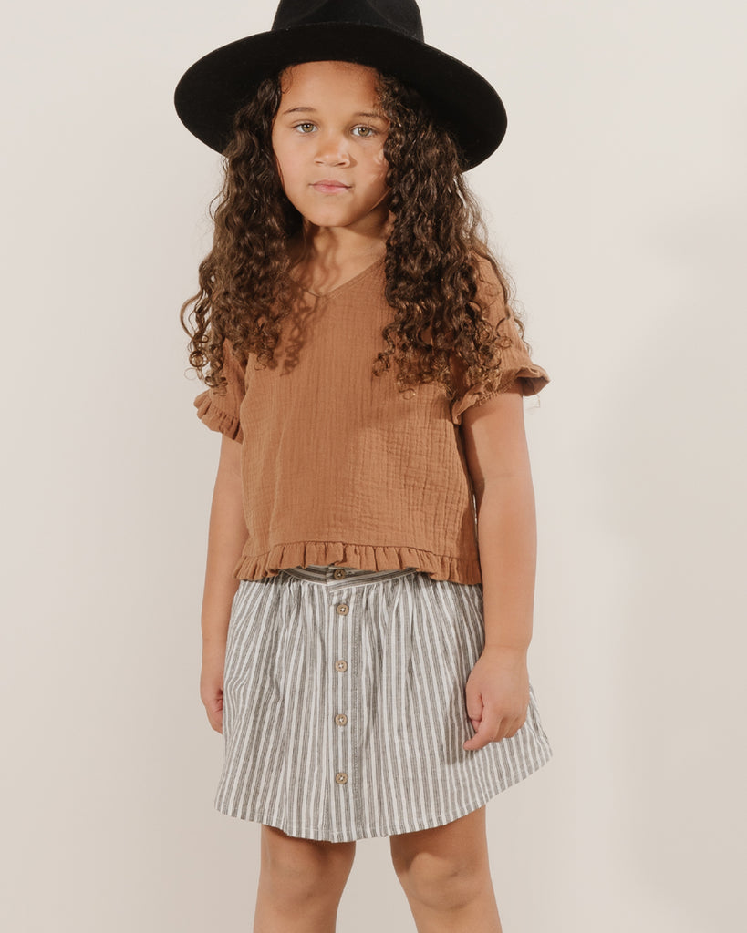 Rylee + Cru Button Front Mini Skirt - Railroad Stripe