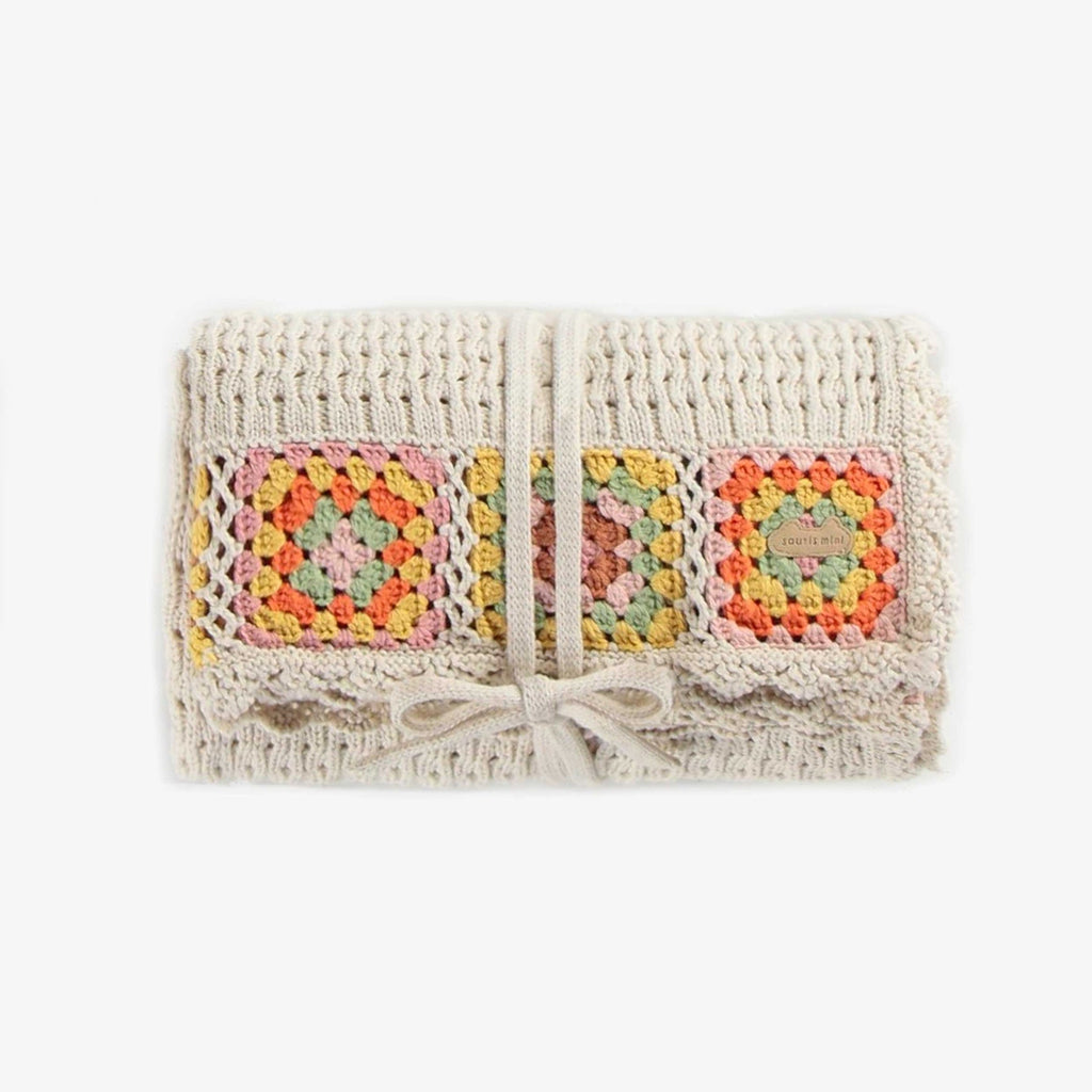 Souris Mini Crochet Blanket- Cream