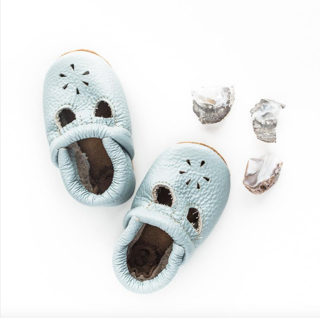 Starry Knight Design Moccasin - T-Strap - Powder Blue