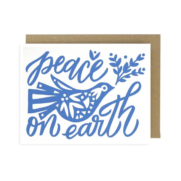 Worthwhile Paper Screen Printed Folding Card - Peace on Earth