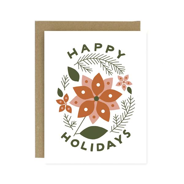 Worthwhile Paper Screen Printed Folding Card - Happy Holidays