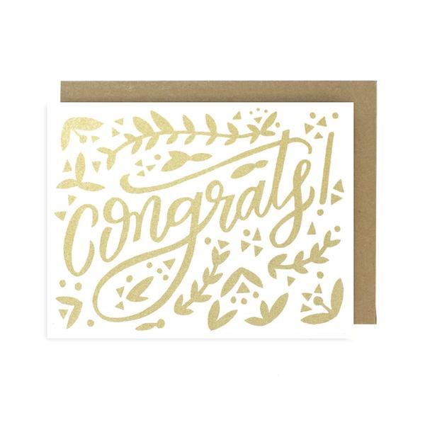Worthwhile Paper Screen Printed Folding Card - Congrats (Gold)