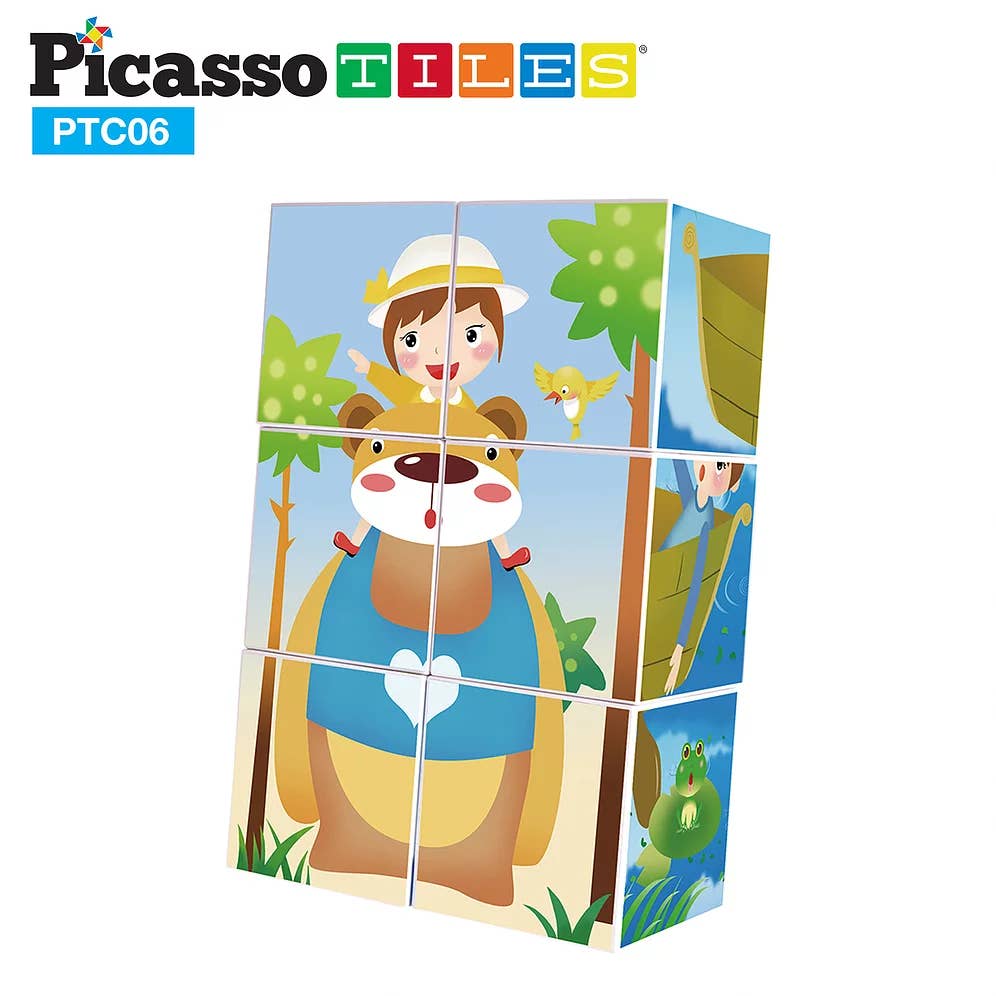 PicassoTiles - 6 Piece Magnetic Magic Puzzle Cube Set