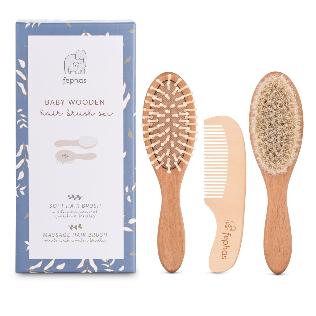 Fephas - Wooden Baby Hair Brush Set