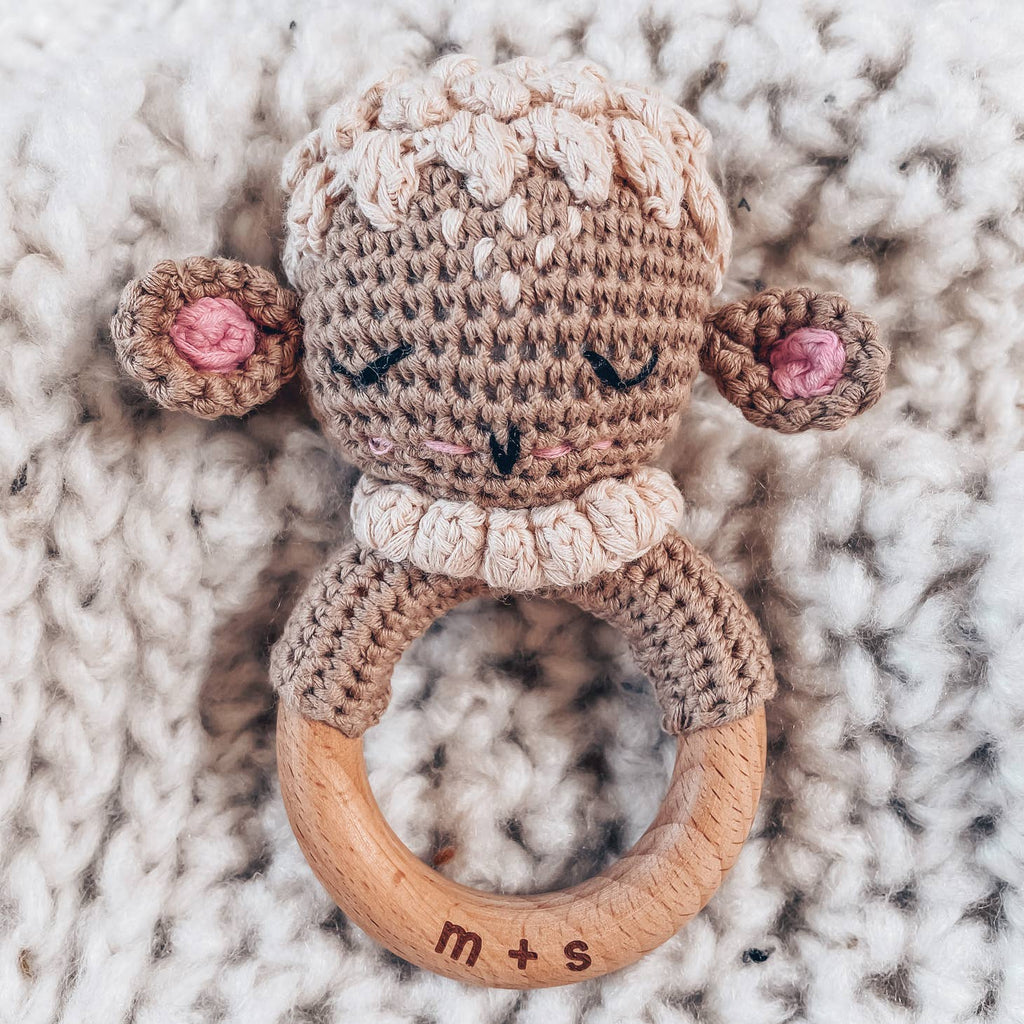Marlowe and Sage- Lamb Hand Crochet Rattle