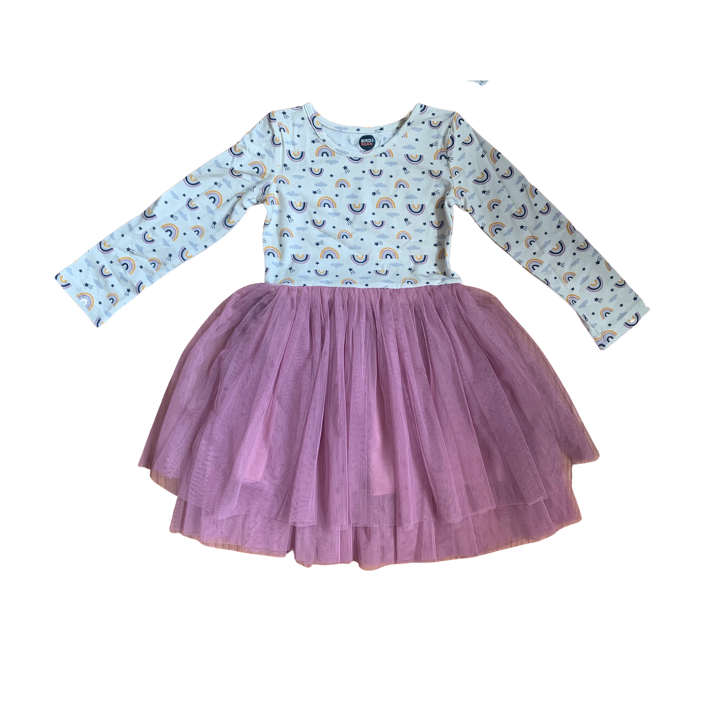 Rainbow Tutu Party Dress - Long Sleeved