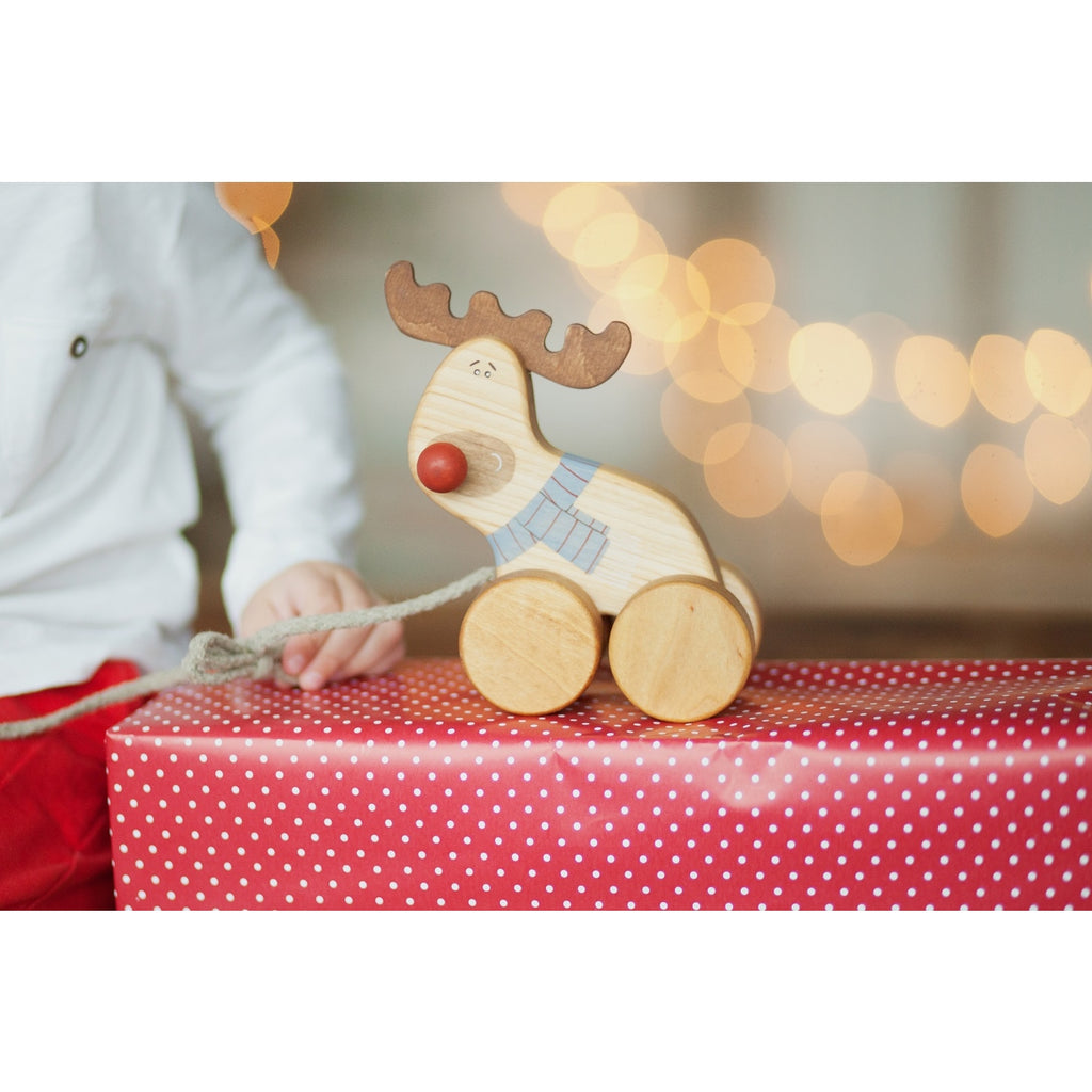 Handcrafted Wooden Pull Toy - Reindeer