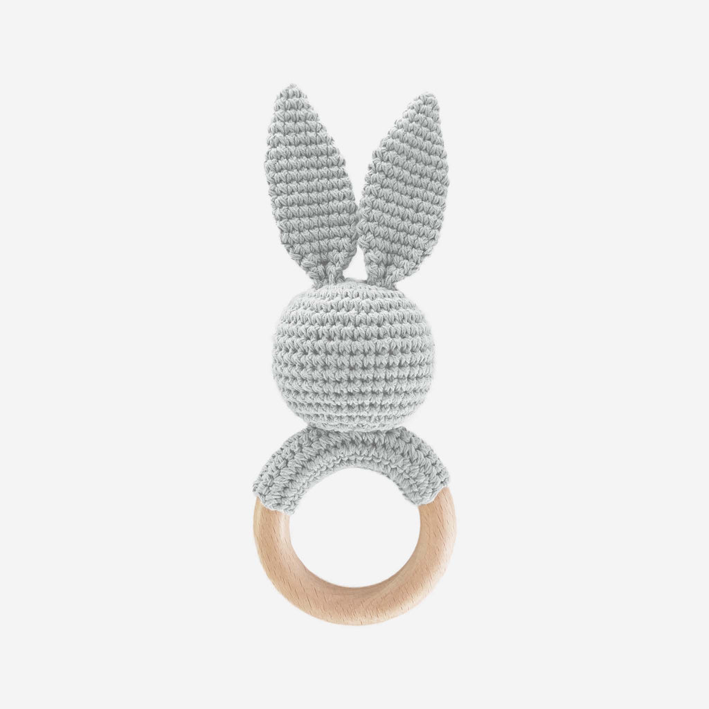 The Blueberry Hill - Cotton Crochet Rattle Teether Bunny | Baby Toys