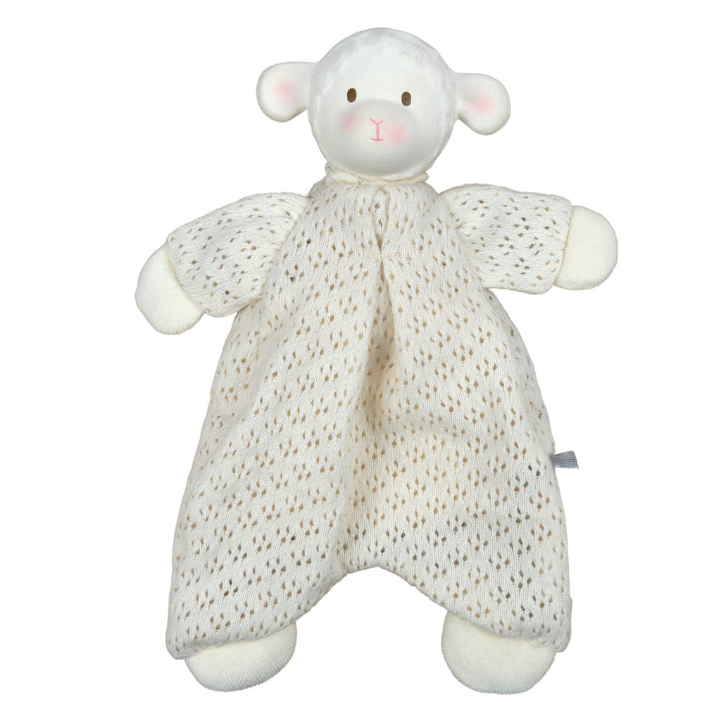 Bahbah the Lamb Baby Lovey with Natural Rubber Teether Head