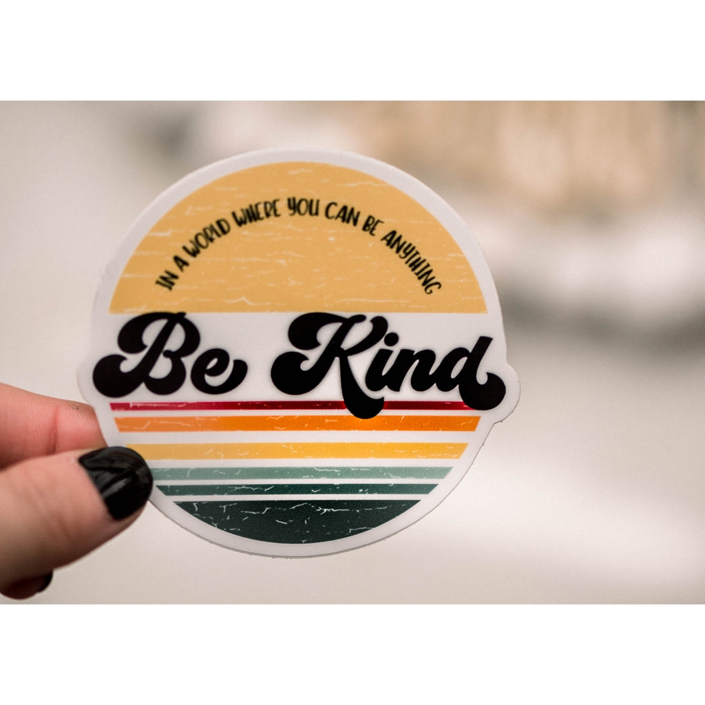 Be Kind Retro Circle Vinyl Sticker - 3x3 in