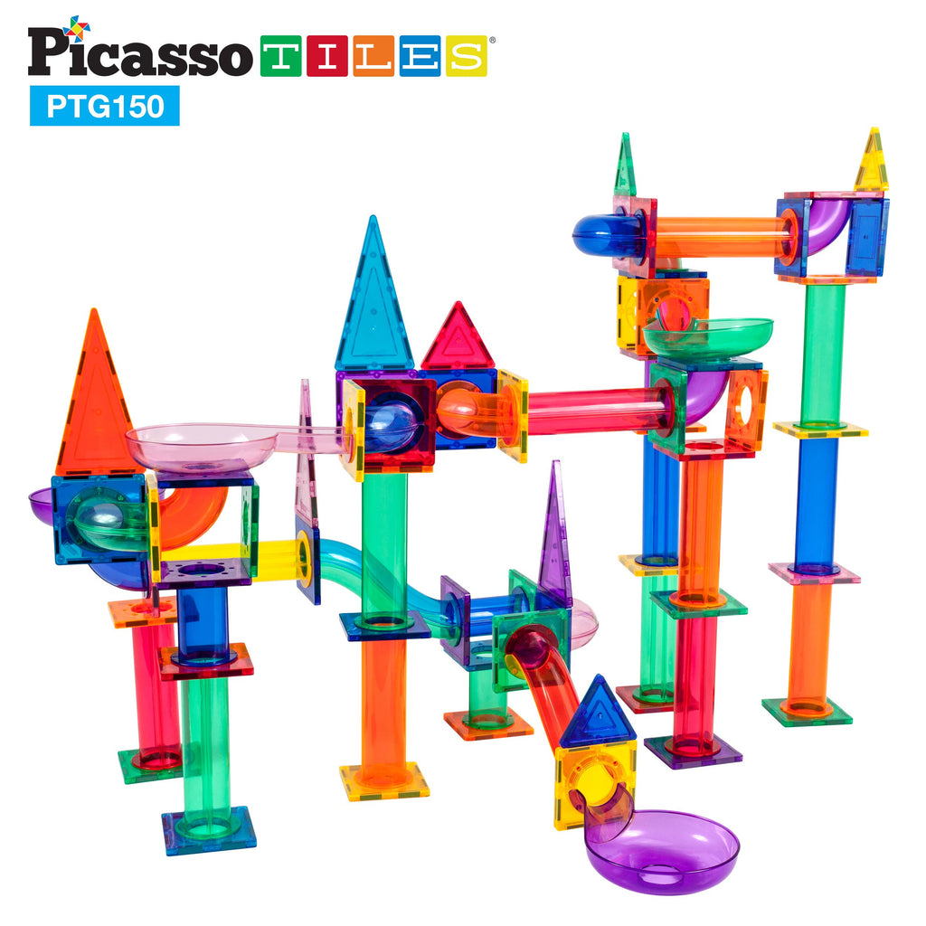PicassoTiles - Magnetic Marble Run Track (50-150 Pieces)