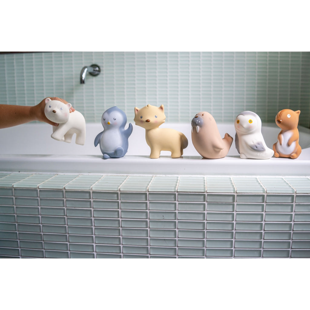 Arctic Polar Bear Organic Rubber Teether, Rattle & Bath Toy