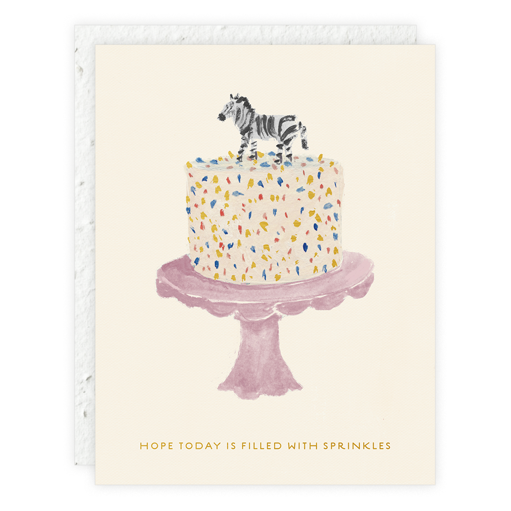 Seedlings Zebra Cake -Birthday Card