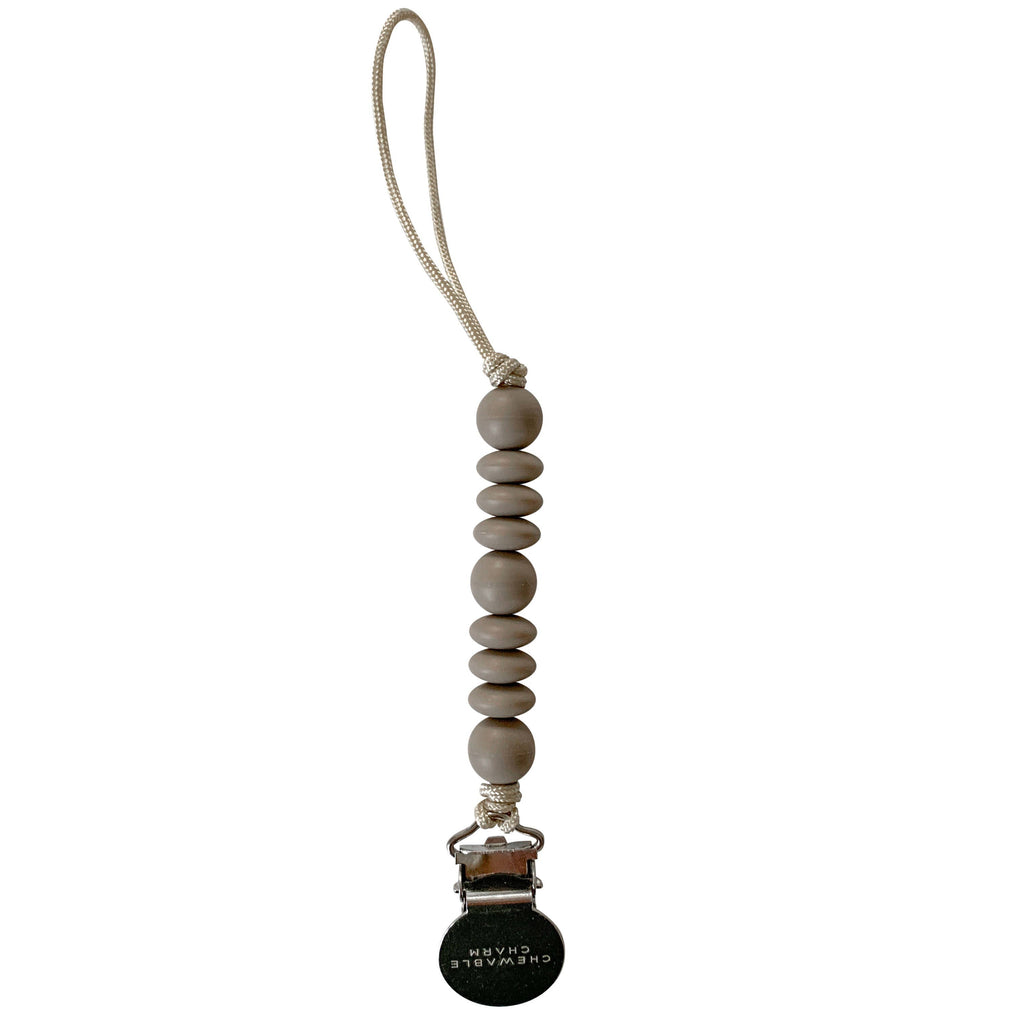 Chewable Charm - Petite Pacifier Clip - Shadow Grey