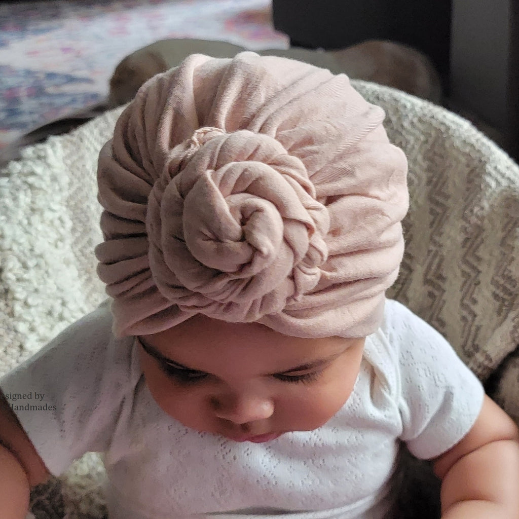 Smoky Rose Swirl Top Knit Jersey Turban