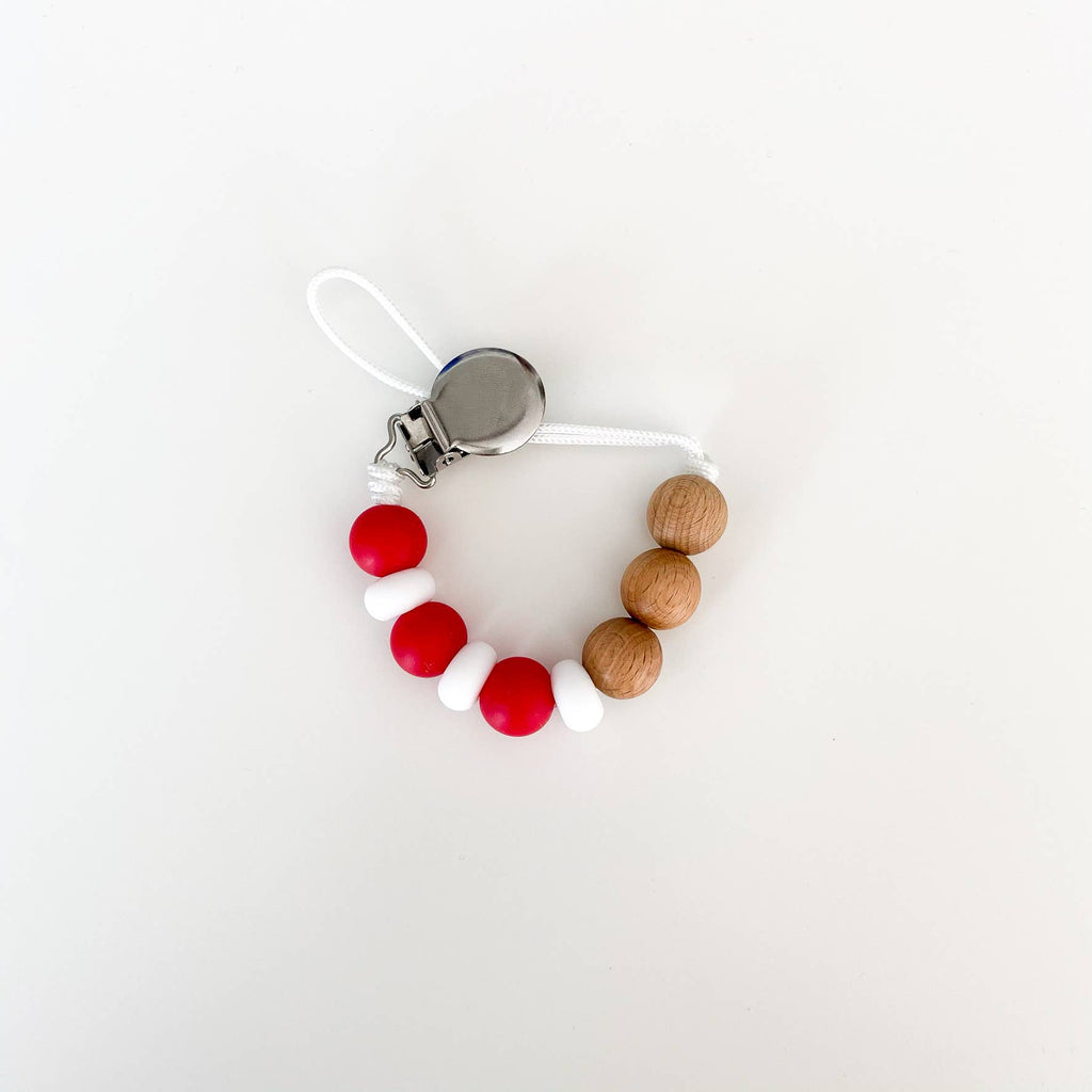 Silicone + Wood Pacifier Clip - Peppermint