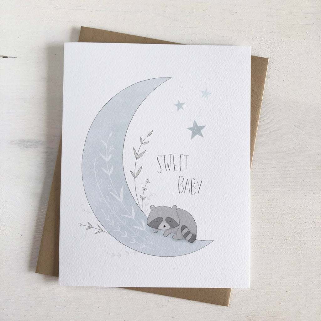 Fox & Bear Paper Co. - Raccoon Moon Baby Greeting Card