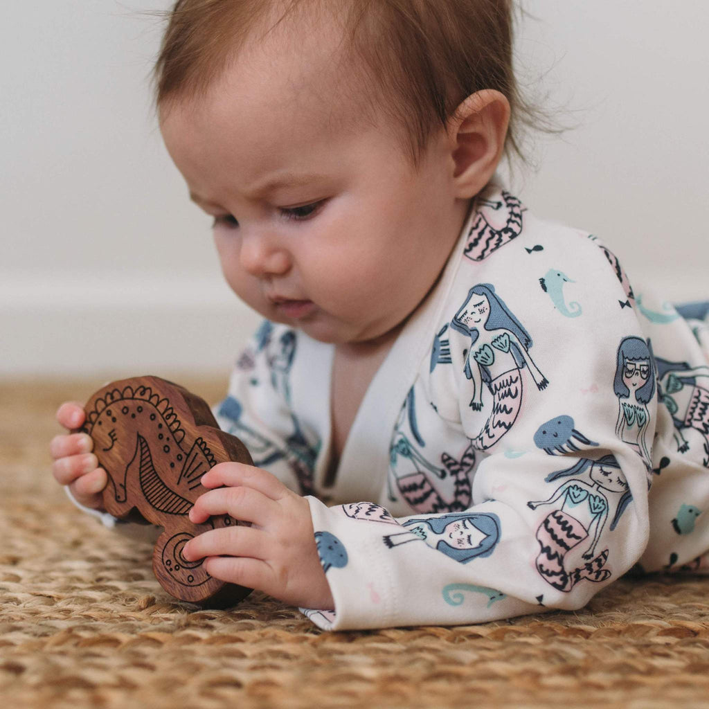Finn + Emma Wood Rattle Teether - Seahorse