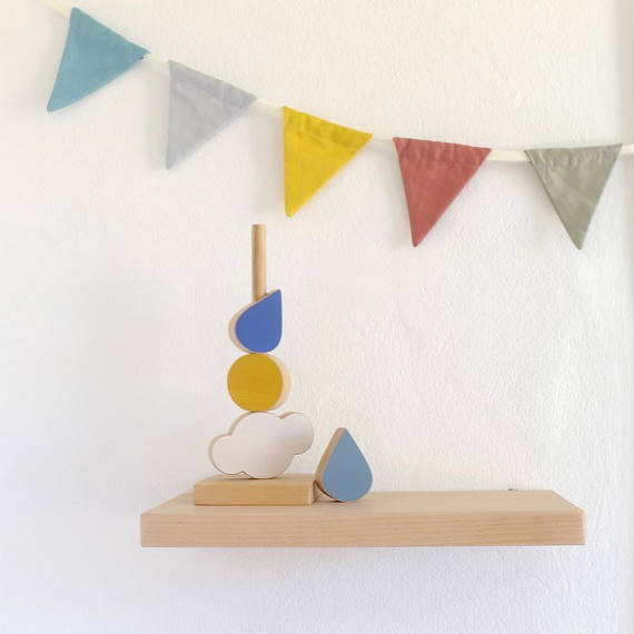 The Wandering Workshop Wooden Stacking Toy - Cloud, Sun, Raindrop