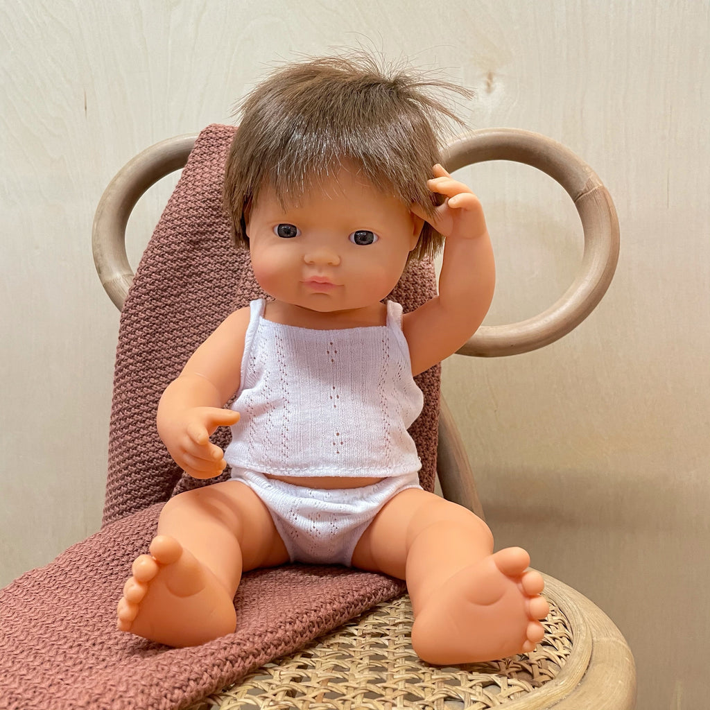 Miniland Baby Doll Brunette Boy 15"