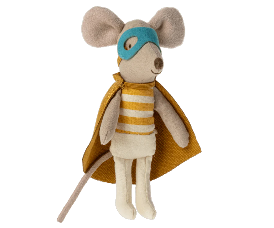 Maileg Superhero Little Brother Mouse in Matchbox