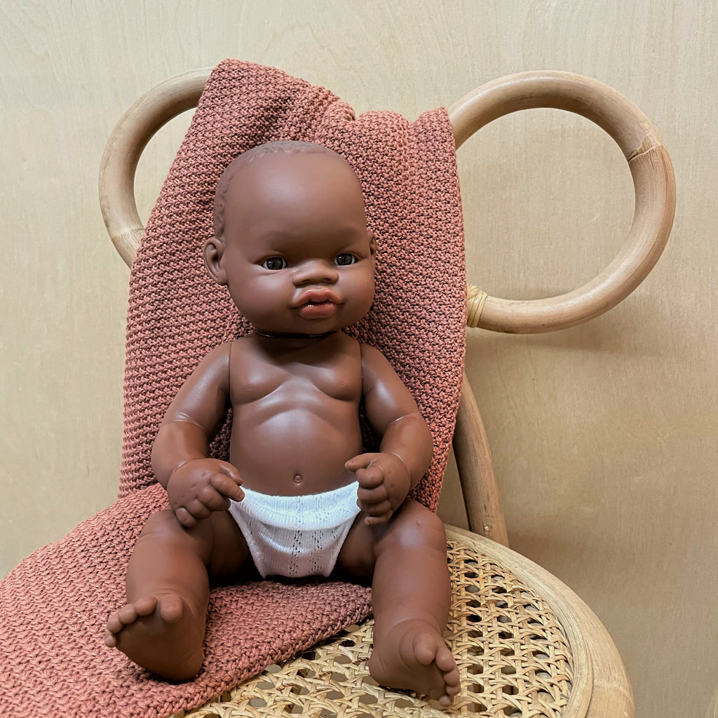 Miniland Newborn Baby Doll African Girl 12 5/8"