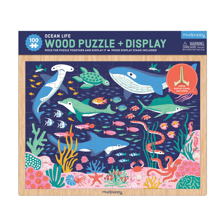 Ocean Life 100 Piece Wood Puzzle + Display