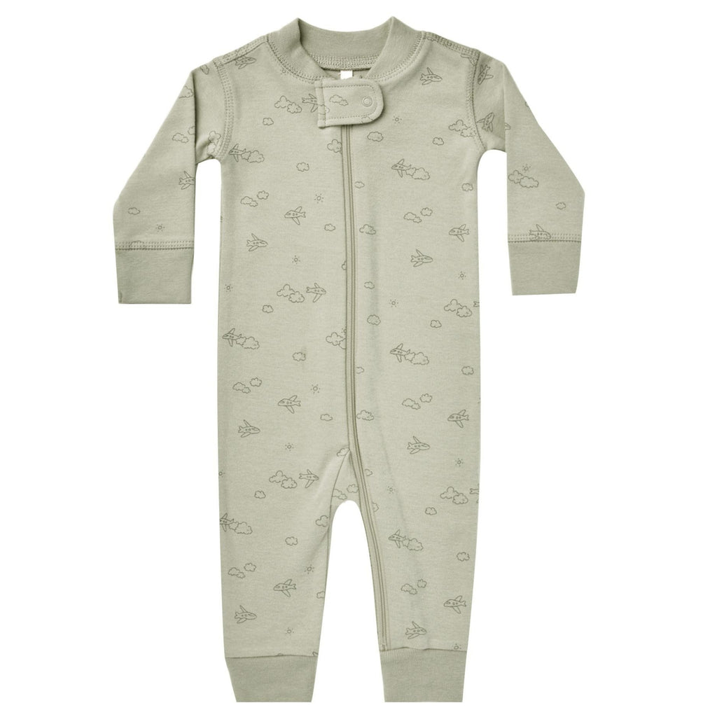 Quincy Mae Zip Longsleeve Sleeper - Airplanes