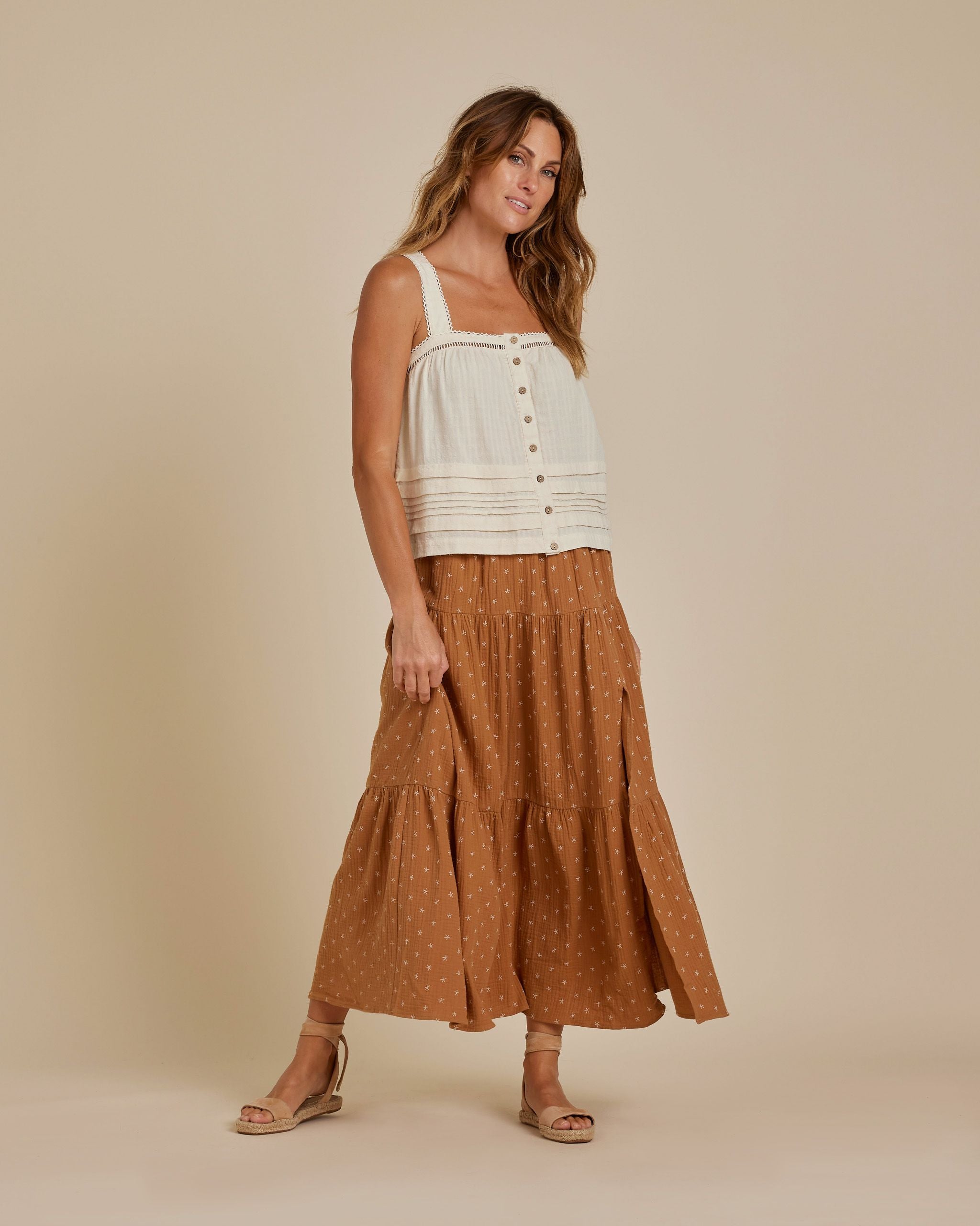 Rylee + Cru Tiered Midi Skirt- Stars – Mini Mint